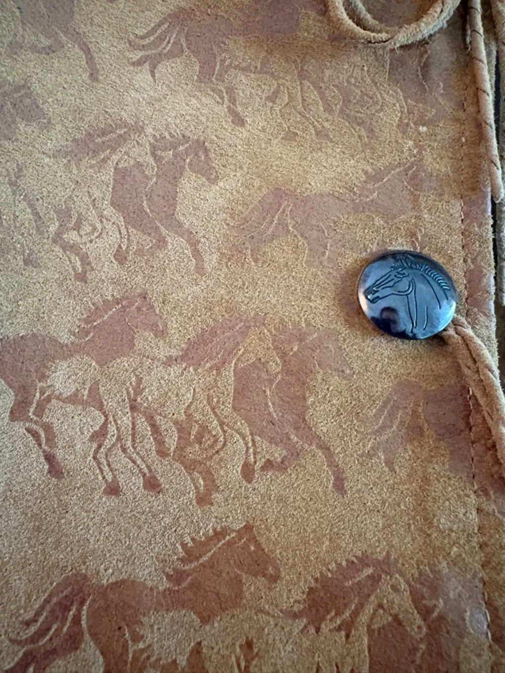 VNTG Stampede Two Piece Vest & Skirt Set, Brown Embossed Leather. - Picture 3 of 8